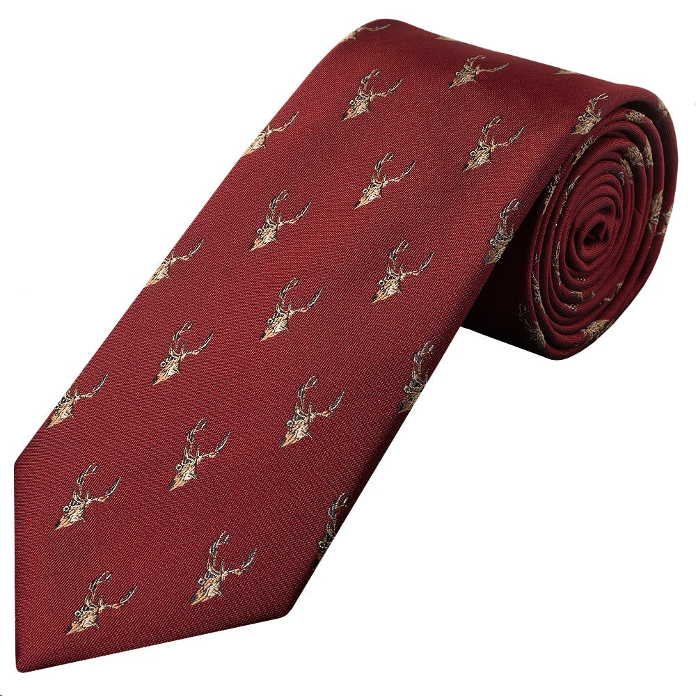 Red Wine Deer Head Classic Mens Tie 1