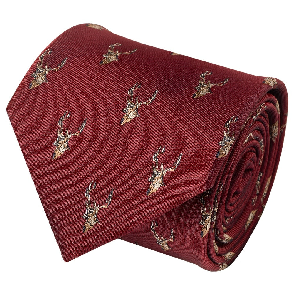 Red Wine Deer Head Classic Mens Tie 2
