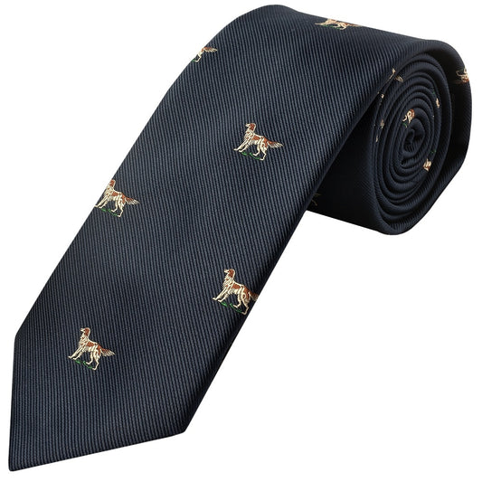Navy Dog Head Classic Mens Tie 1