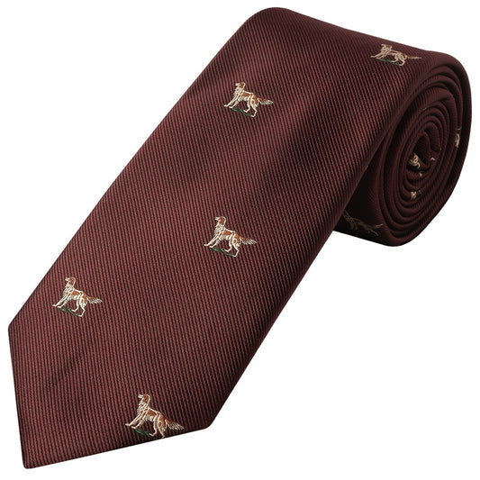 Burgundy Dog Head Classic Mens Tie 1