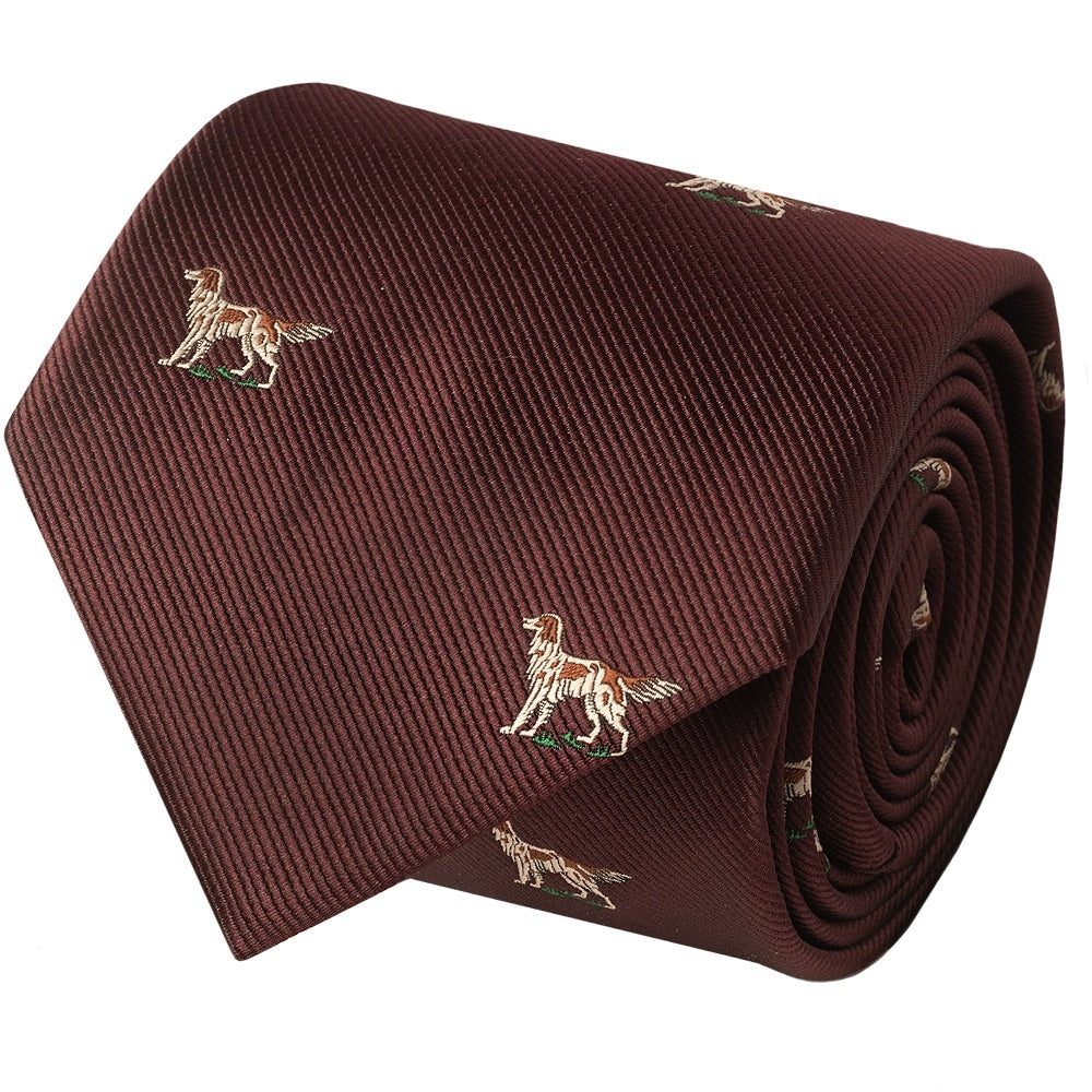 Burgundy Dog Head Classic Mens Tie 2