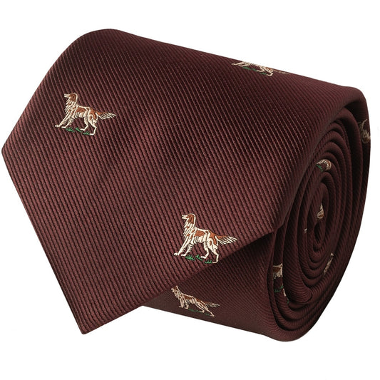 Burgundy Dog Head Classic Mens Tie 2