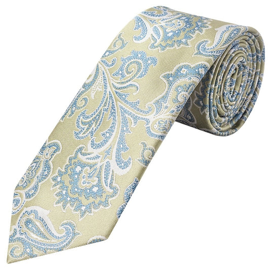 Green And Blue Paisley Classic Mens Tie And Pocket Square Set 2
