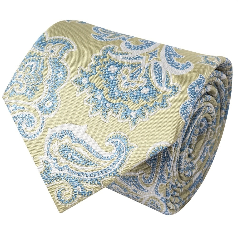 Green And Blue Paisley Classic Mens Tie And Pocket Square Set 3