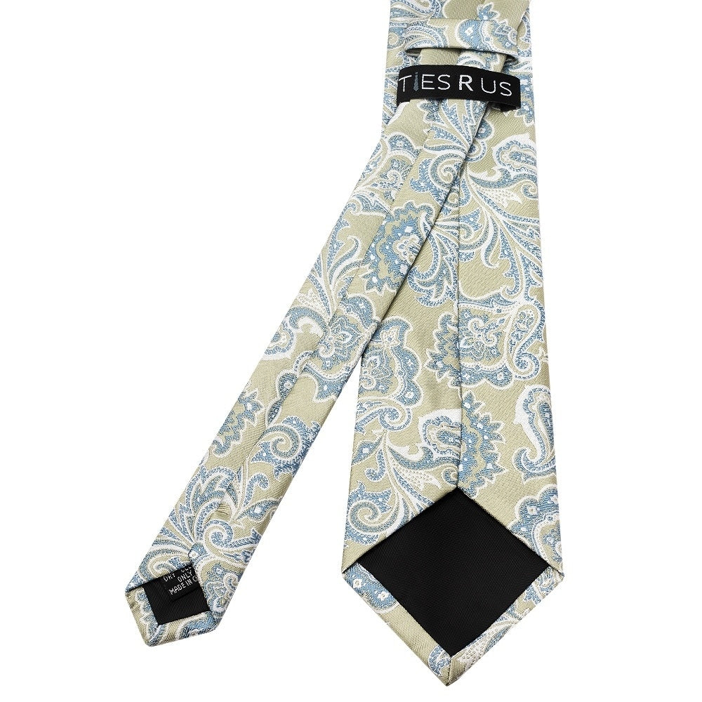 Green And Blue Paisley Classic Mens Tie And Pocket Square Set 4