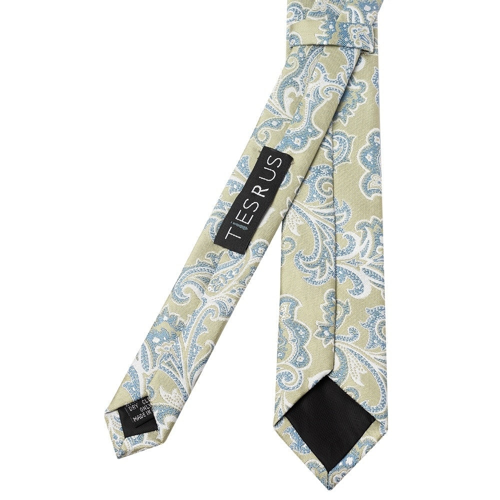 Green And Blue Paisley Skinny Mens Tie And Pocket Square Set 4