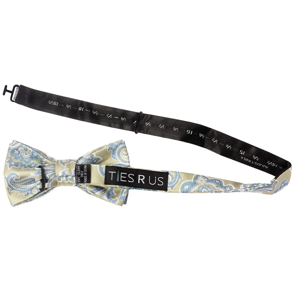 Green And Blue Paisley Handmade Mens Bow Tie 2