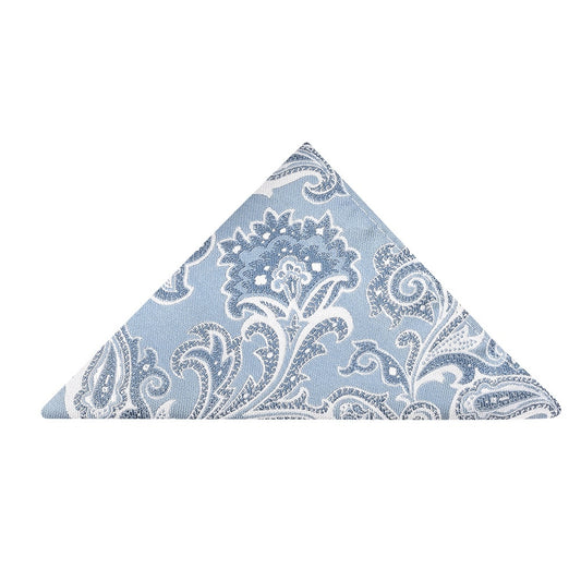 Blue And Silver Paisley Pocket Square 1