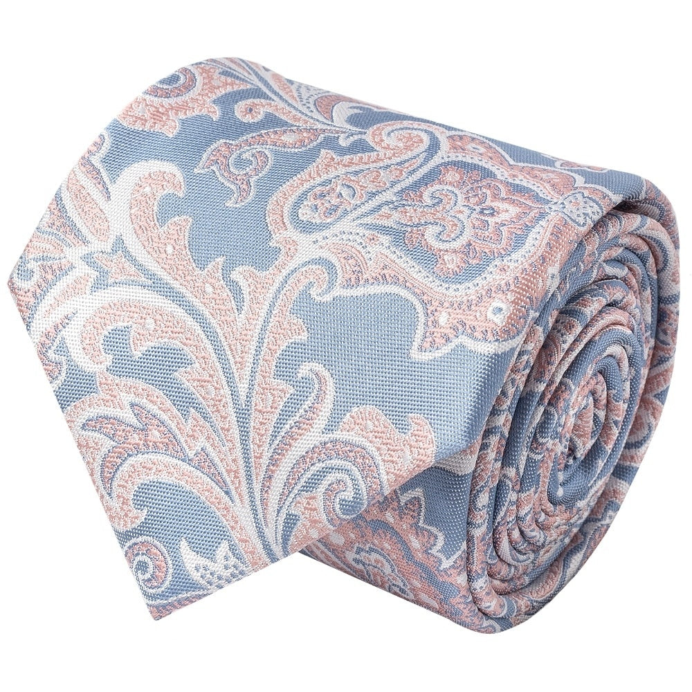Blue And Pink Paisley Classic Mens Tie And Pocket Square Set 3