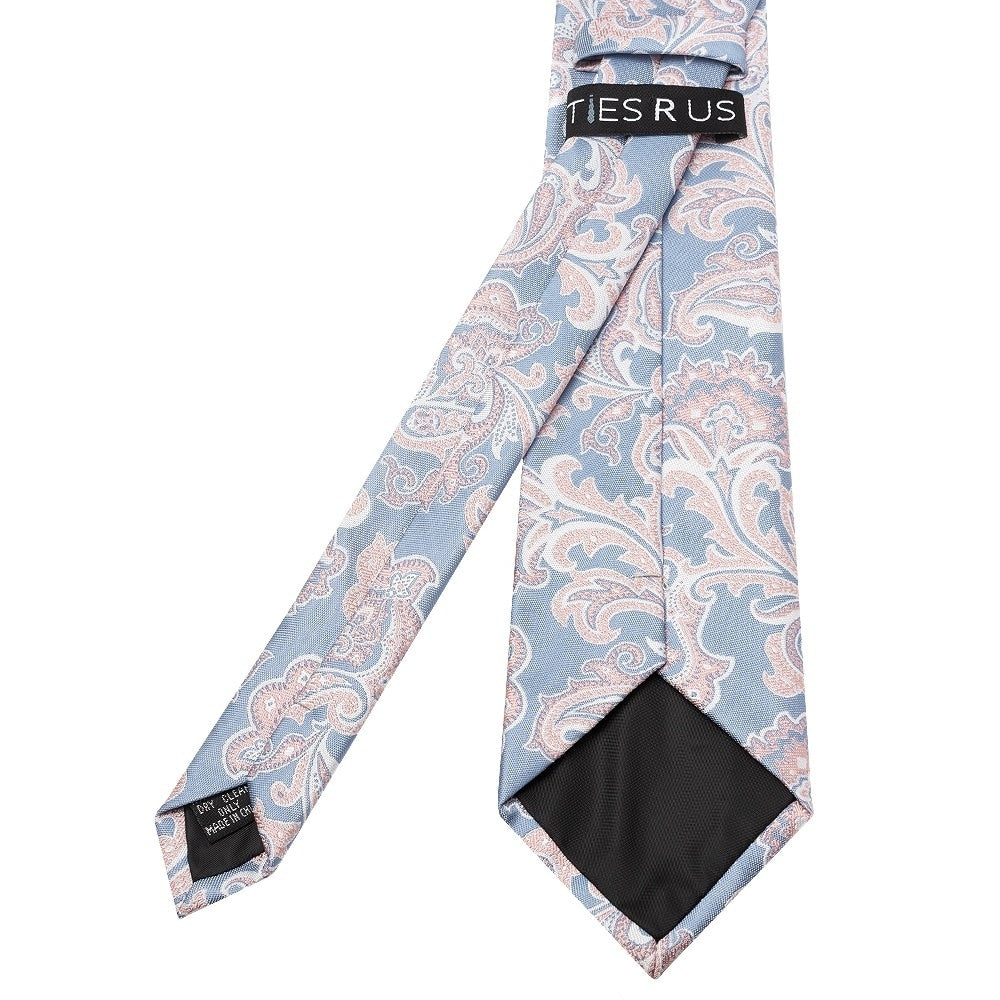 Blue And Pink Paisley Classic Mens Tie And Pocket Square Set 4