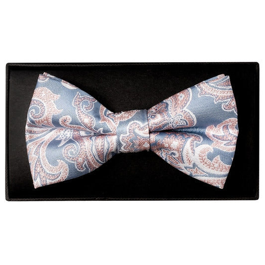 Blue And Pink Paisley Handmade Mens Bow Tie 1