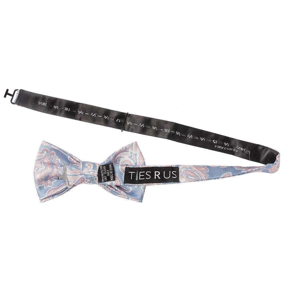 Blue And Pink Paisley Handmade Mens Bow Tie 2