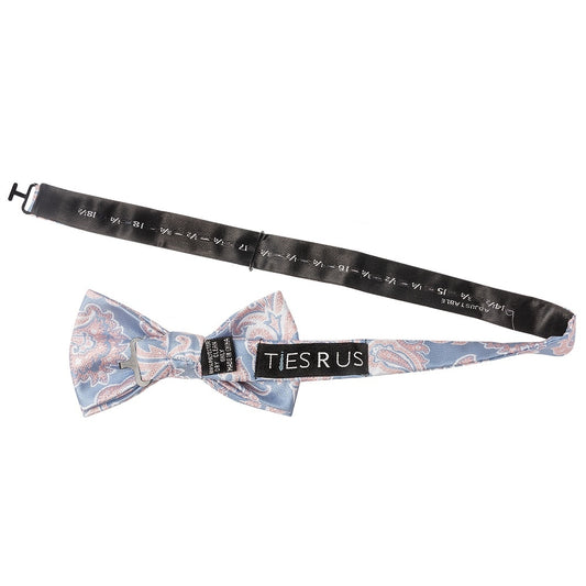 Blue And Pink Paisley Handmade Mens Bow Tie 2