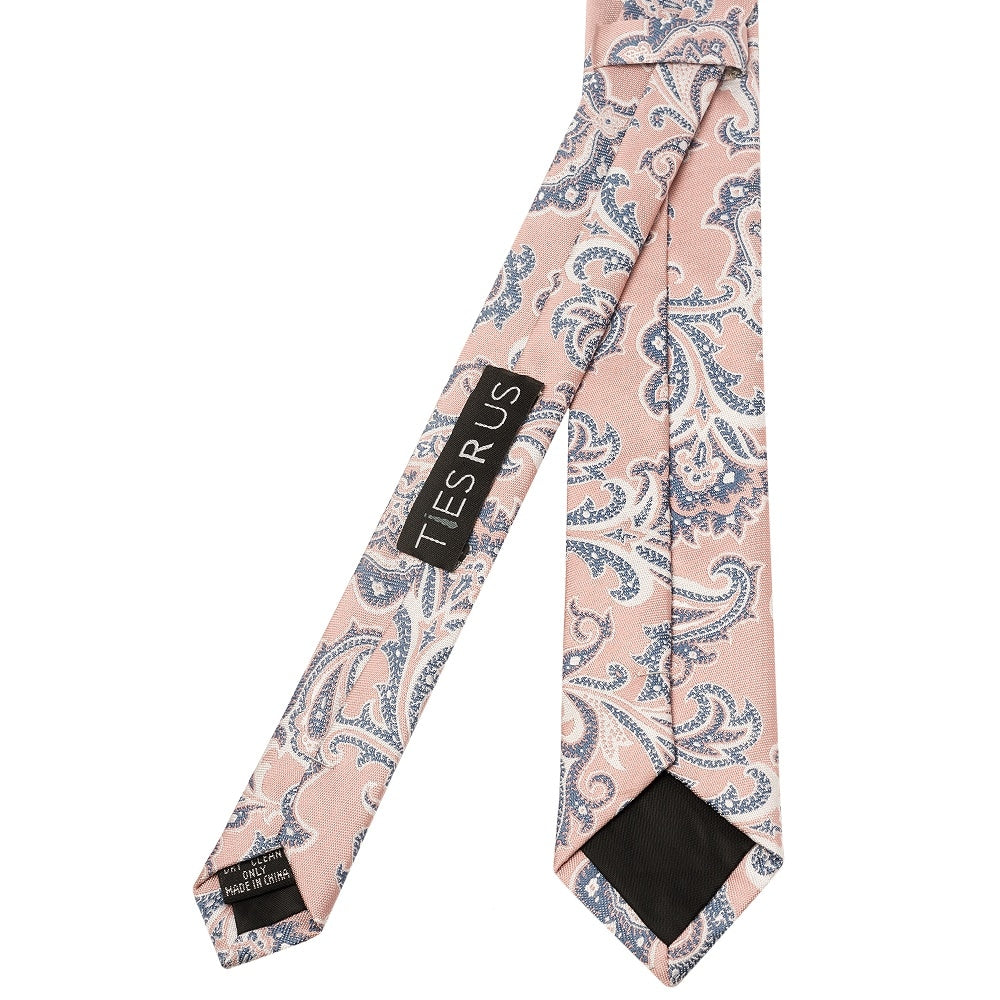 Pink And Blue Paisley Skinny Mens Tie 3