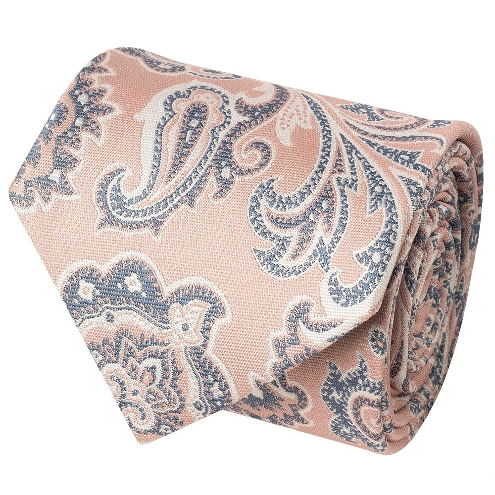 Pink And Blue Paisley Classic Mens Tie And Pocket Square Set 3
