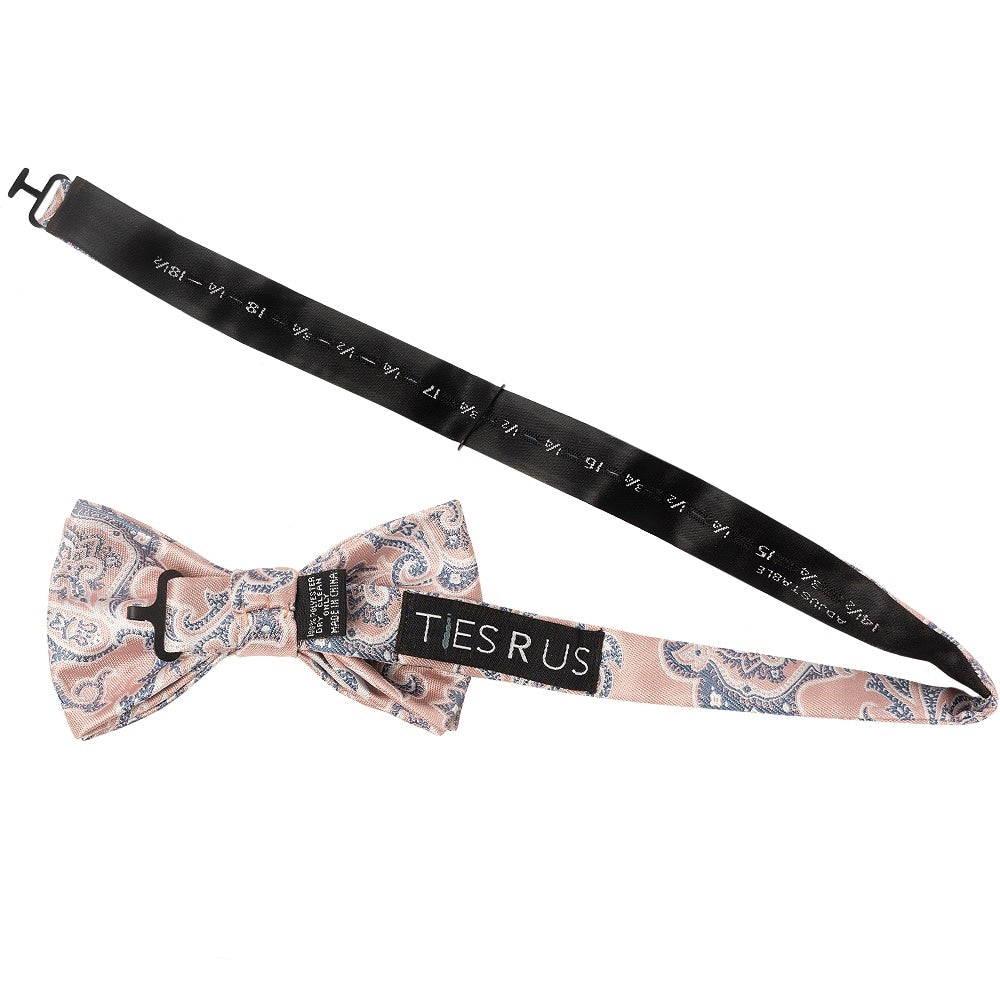 Pink And Blue Paisley Handmade Mens Bow Tie 2