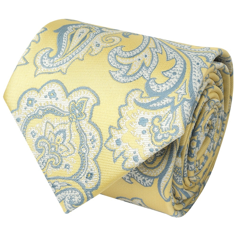 Yellow And Blue Paisley Classic Mens Tie 2
