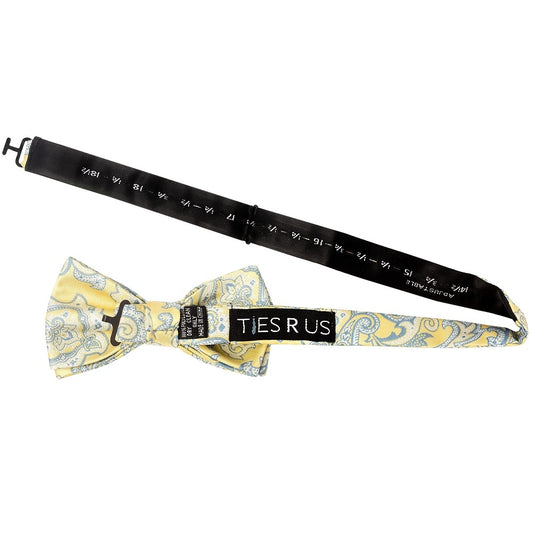 Yellow And Blue Paisley Handmade Mens Bow Tie 2