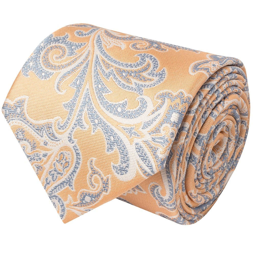 Peach And Blue Paisley Classic Mens Tie 2