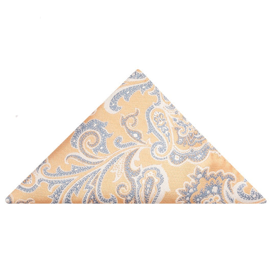 Peach And Blue Paisley Pocket Square 1