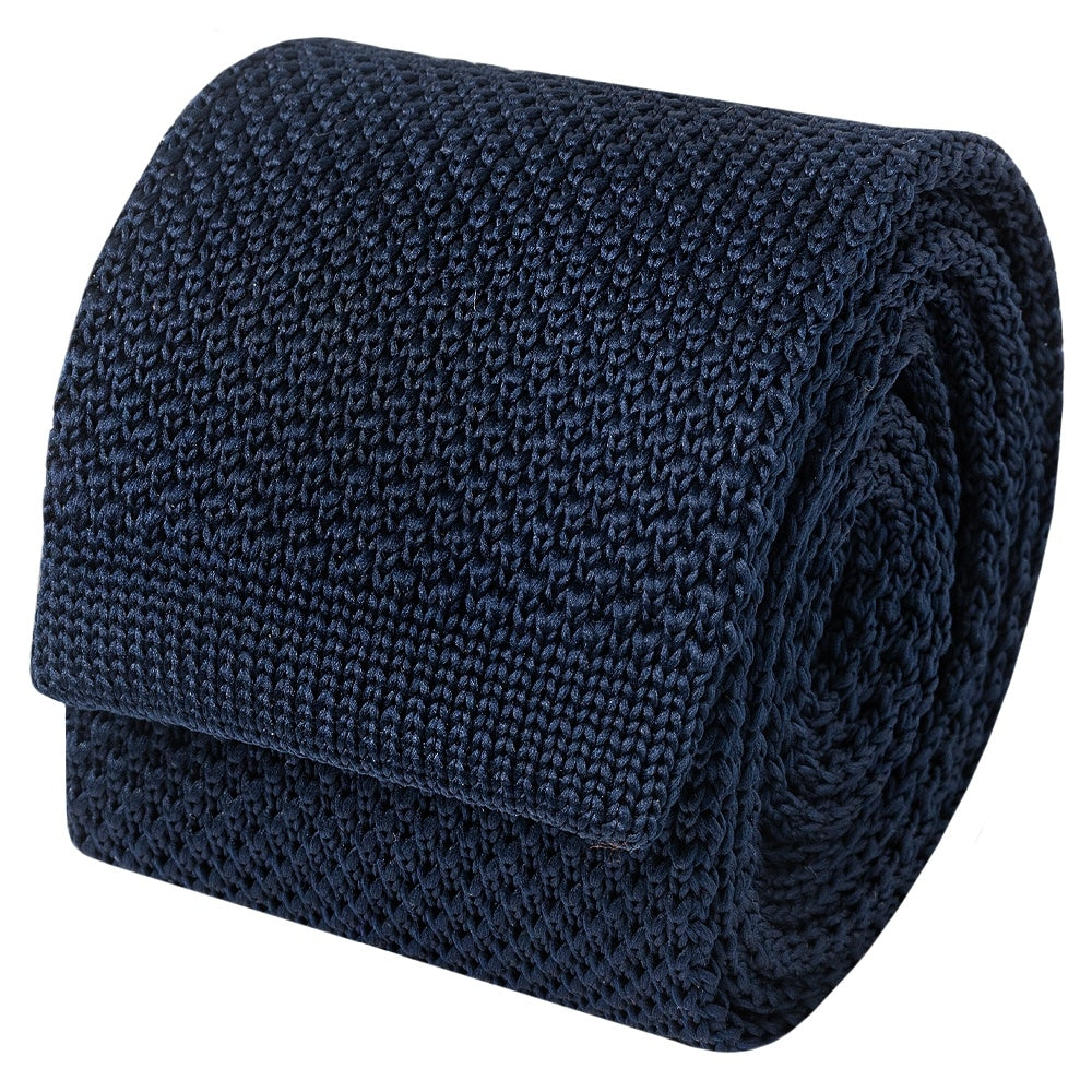 Navy Knitted Skinny Mens Tie 2