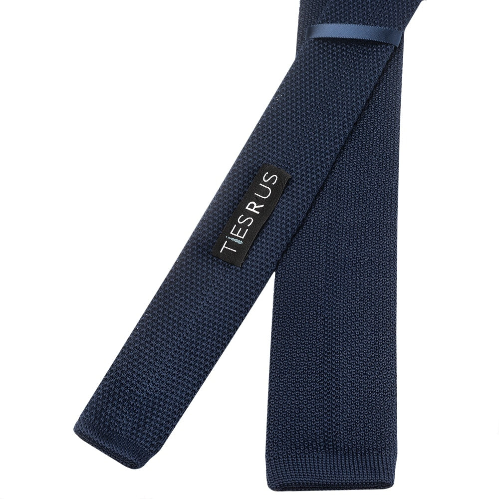 Navy Knitted Skinny Mens Tie 3