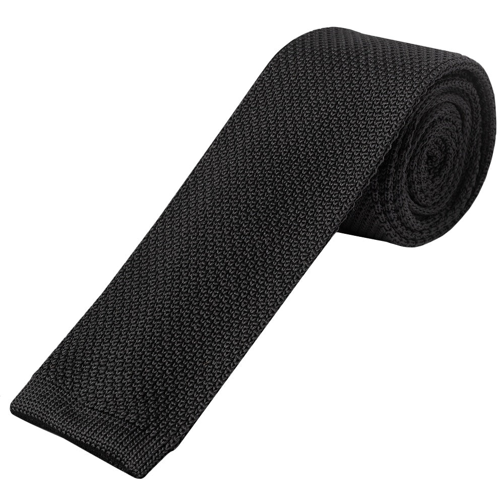 Black Knitted Skinny Mens Tie 1