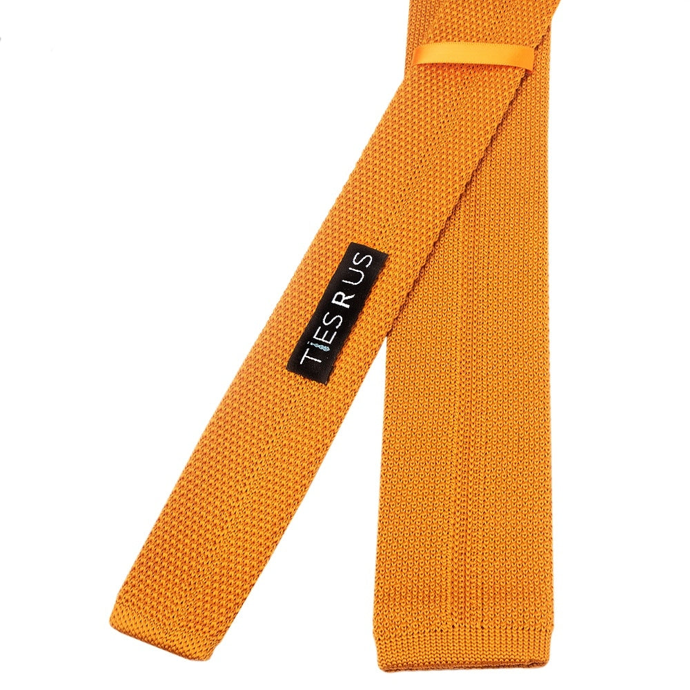 Rust Knitted Skinny Mens Tie 3