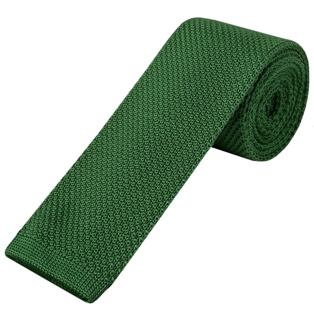 Bottle Green Knitted Skinny Mens Tie 1
