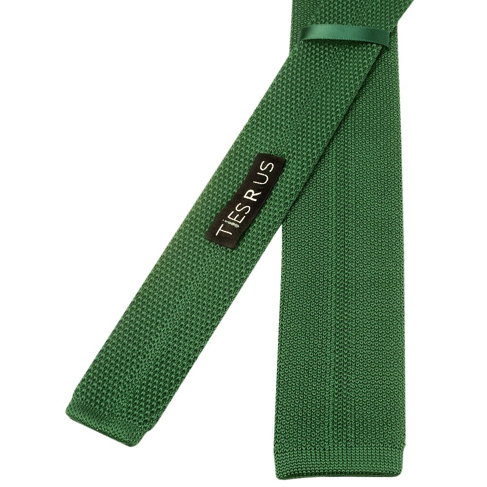 Bottle Green Knitted Skinny Mens Tie 3
