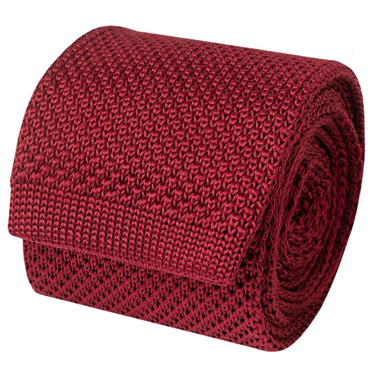 Red Wine Knitted Skinny Mens Tie 2