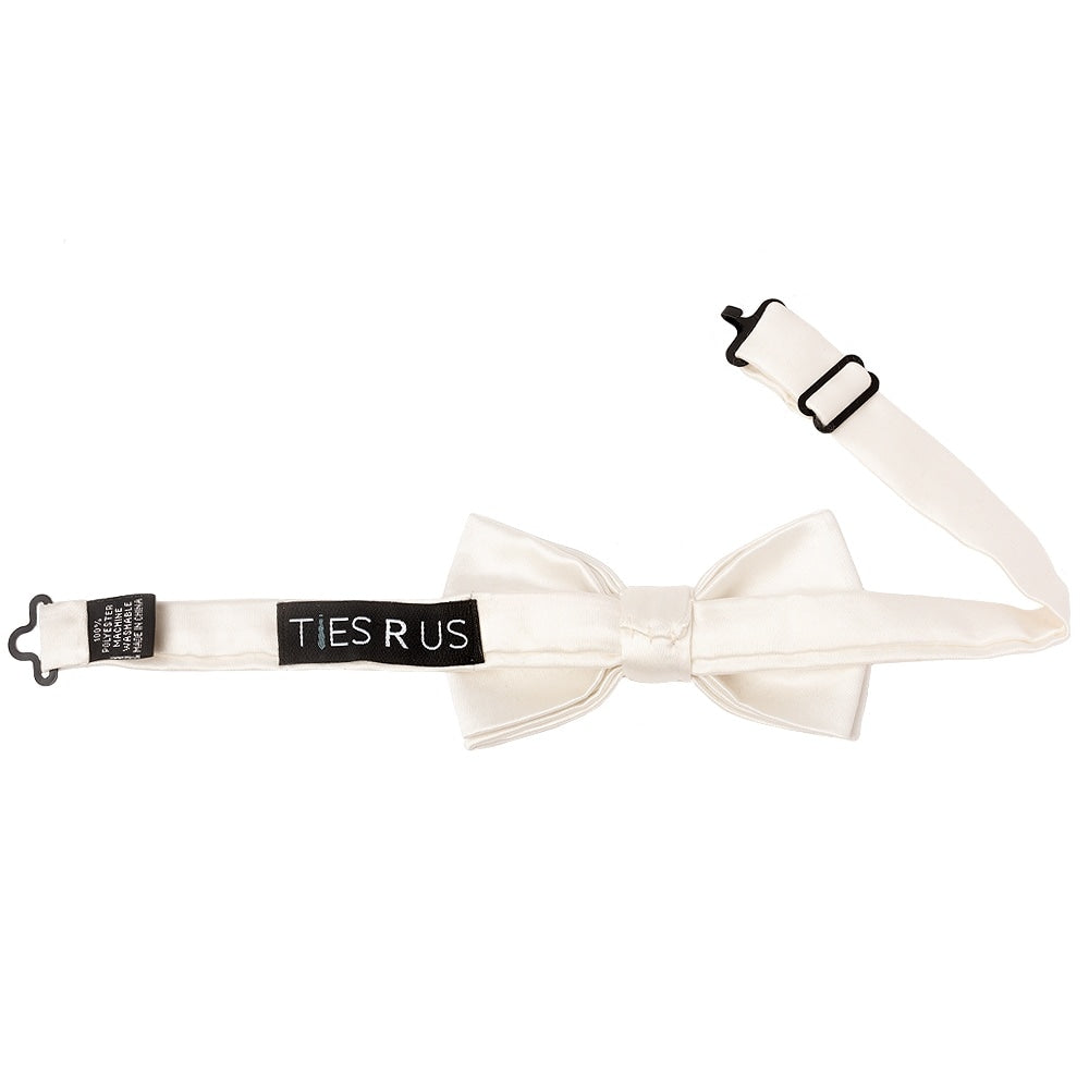 Pre Tied White Satin Boys Bow Tie Age 8 11 2