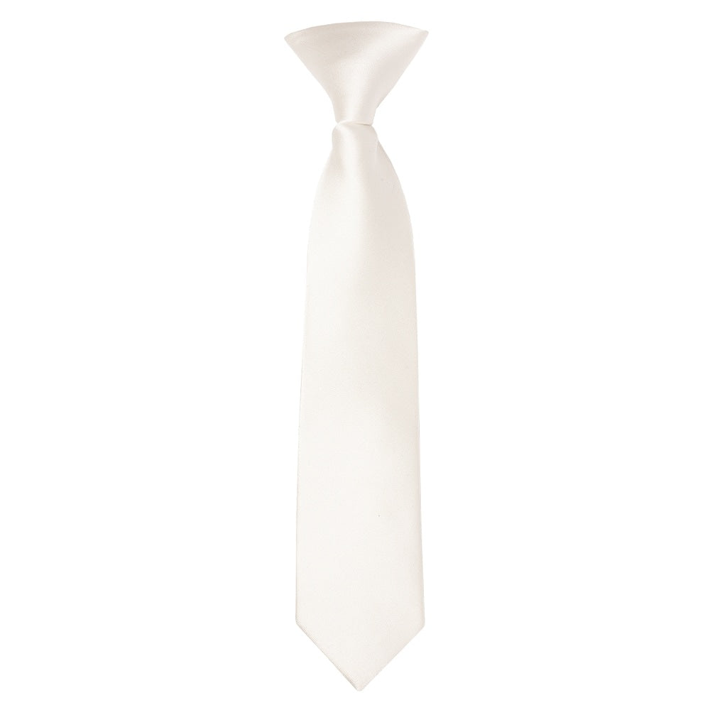 Pre Tied White Satin Boys Tie Age 4 7 1