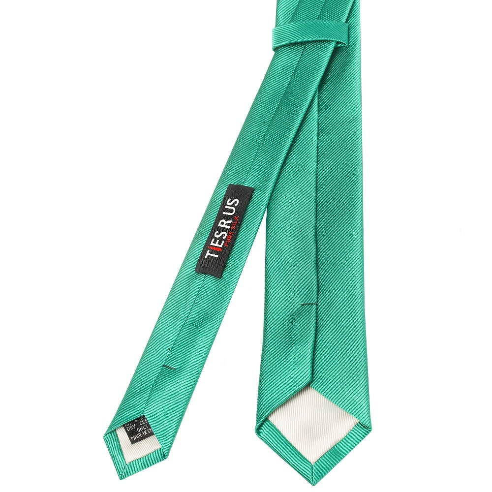 Emerald Green Silk Twill Skinny Mens Tie And Pocket Square Set 4