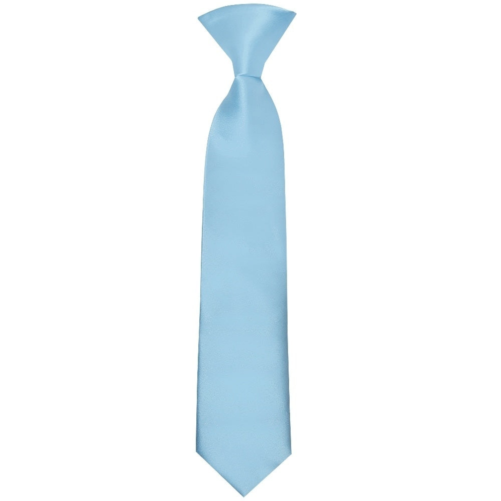 End Of Season Plain Sky Blue Handmade Boys Pre Tied Tie Age 4 7 Years 1