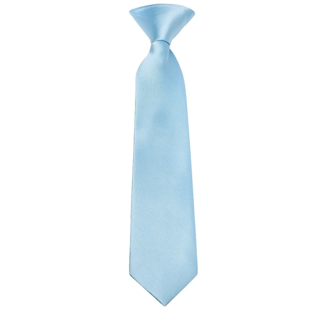 Pre Tied Sky Blue Satin Boys Tie And Pocket Square Set Age 4 7 2