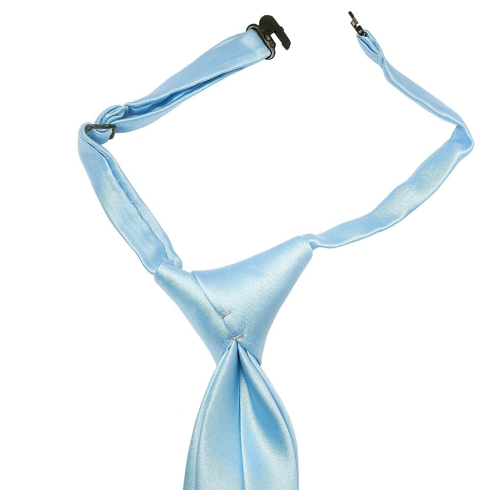 Pre Tied Sky Blue Satin Boys Tie And Pocket Square Set Age 4 7 3