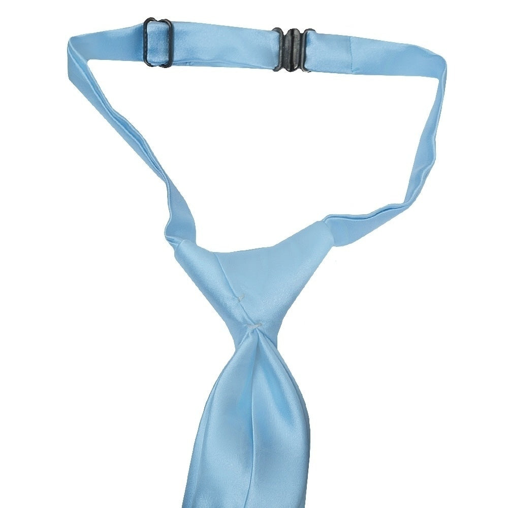 End Of Season Pre Tied Sky Blue Satin Boys Tie And Pocket Square Set Age 4 7 3
