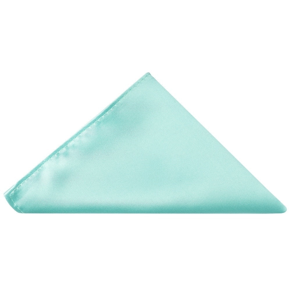 Plain Aqua Handmade Satin Mens Bow Tie And Pocket Square Set 4