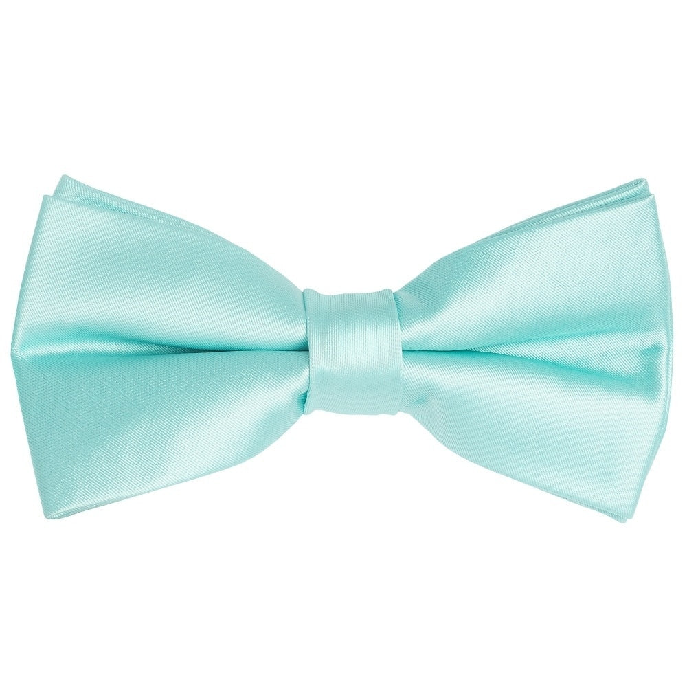 Pre Tied Plain Aqua Boys Bow Tie And Pocket Square Set Age 8 11 2