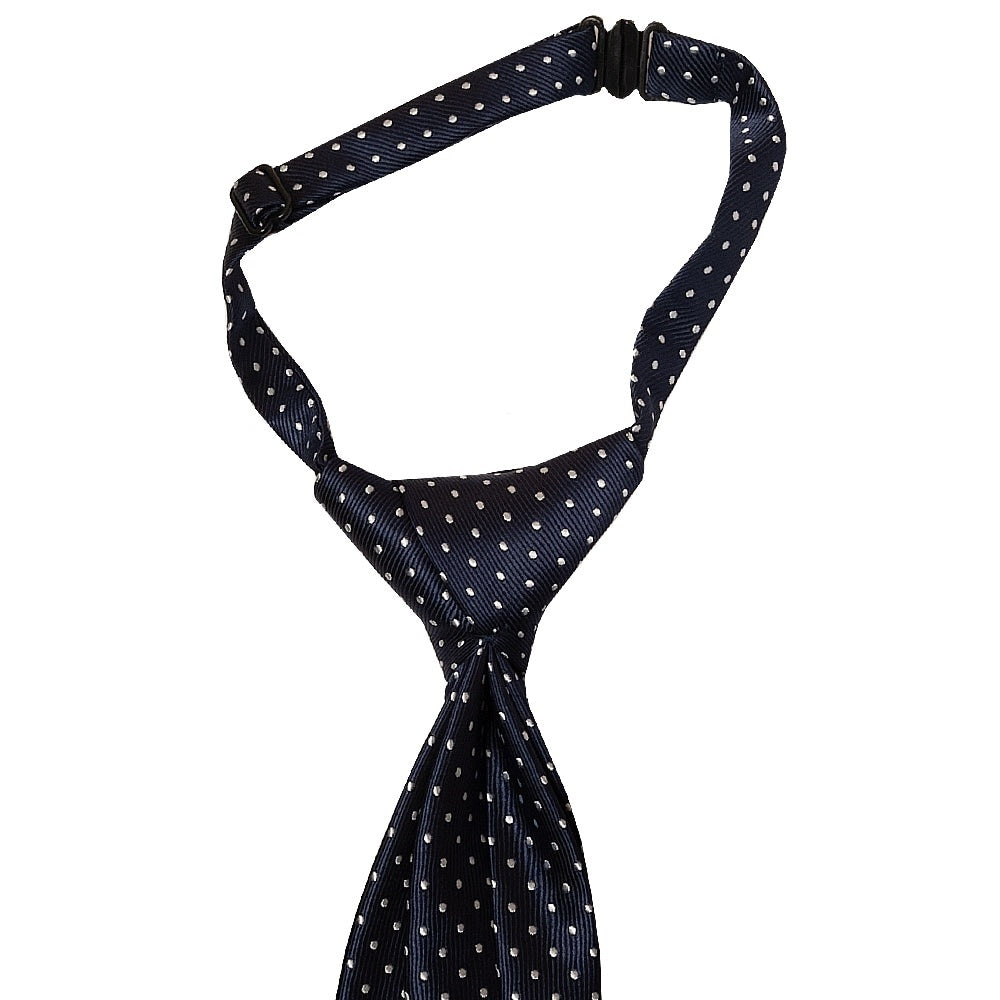 Pre Tied Navy And White Polka Dot Boys Tie And Pocket Square Set Age 4 7 3