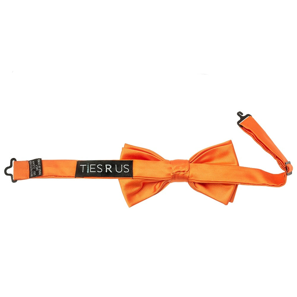 Pre Tied Orange Satin Boys Bow Tie And Pocket Square Set Age 4 7 3