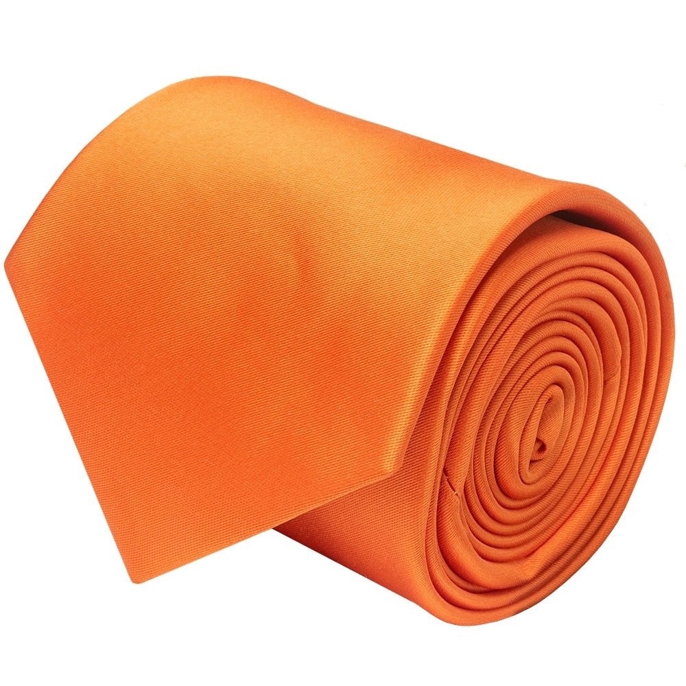 Plain Orange Satin Classic Mens Tie And Pocket Square Set 4