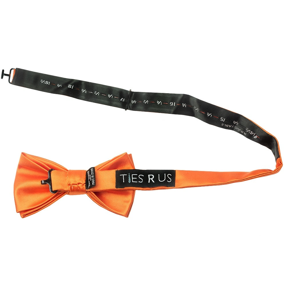 Plain Orange Hand Made Mens Bow Tie And Pocket Square Set 3