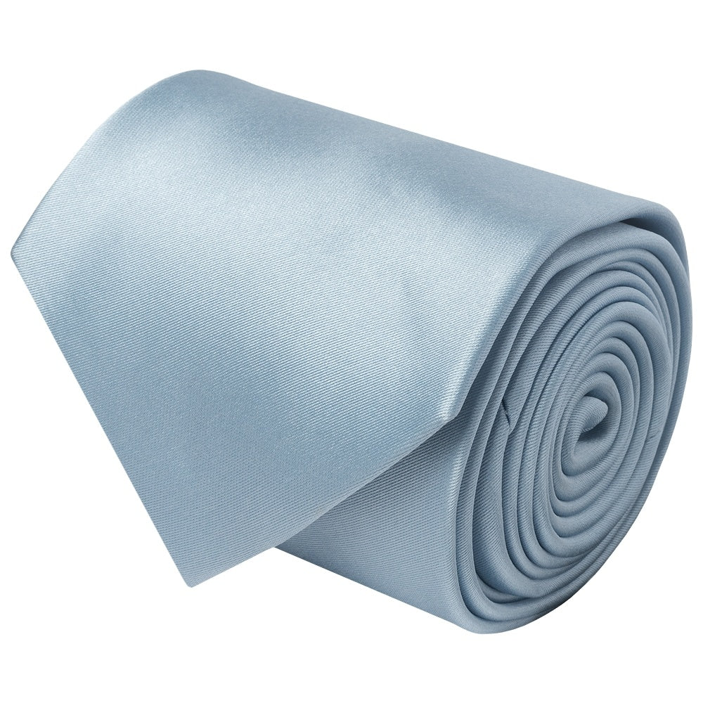 Plain Light Blue Satin Classic Mens Tie Pocket Square Set 4