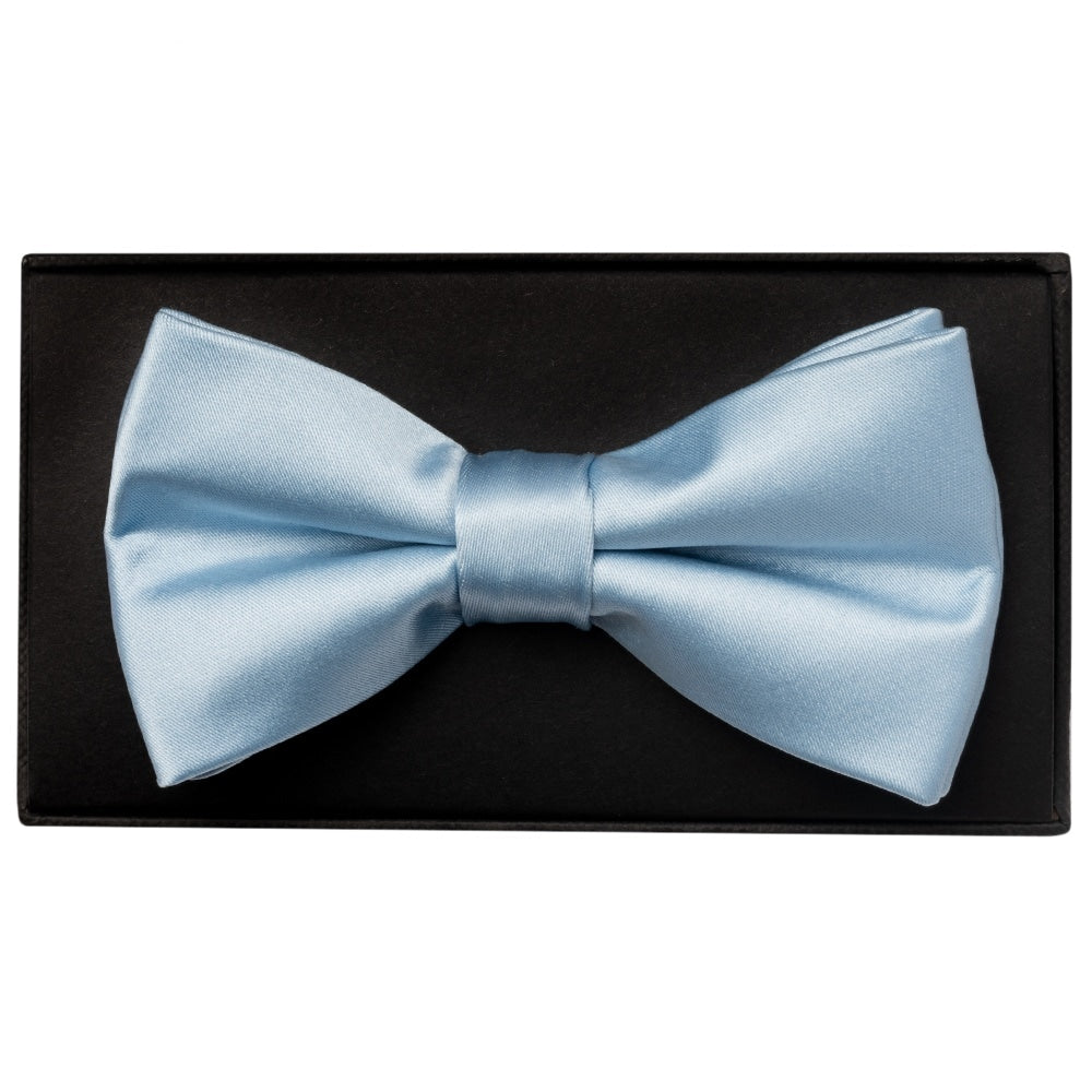 Plain Light Blue Hand Made Mens Bow Tie 1
