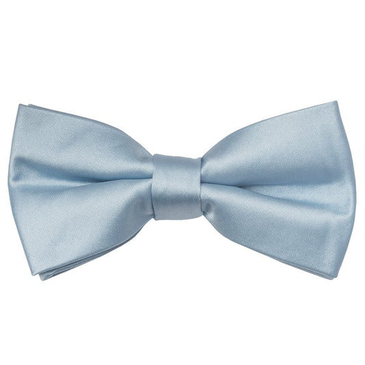 Pre Tied Light Blue Satin Boys Bow Tie And Pocket Square Set 2