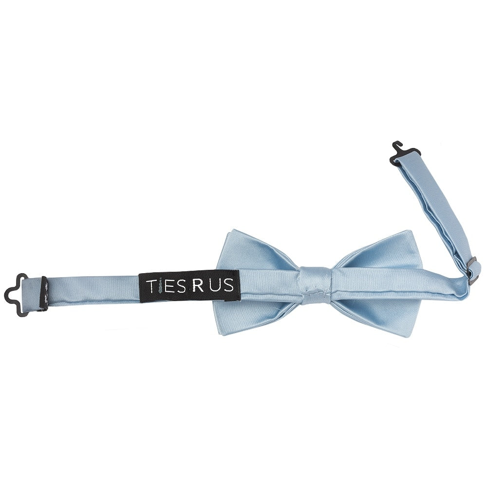 Pre Tied Light Blue Satin Boys Bow Tie And Pocket Square Set Age 4 7 3