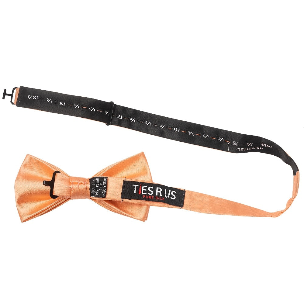 Plain Peach Satin Silk Mens Bow Tie 2