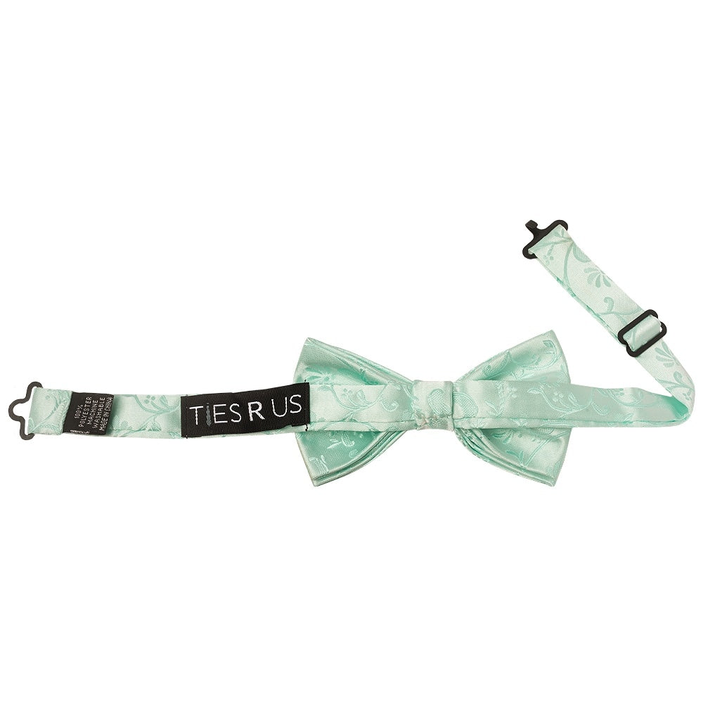 Pre Tied Mint Green Floral Boys Bow Tie And Pocket Square Set Age 4 7 3